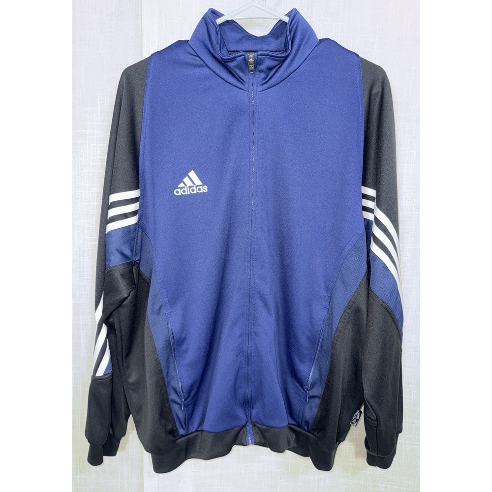 Adidas Y2K Men's L‎ Large LONG SLEEVE TRACK JACKET Windbreaker Navy Black